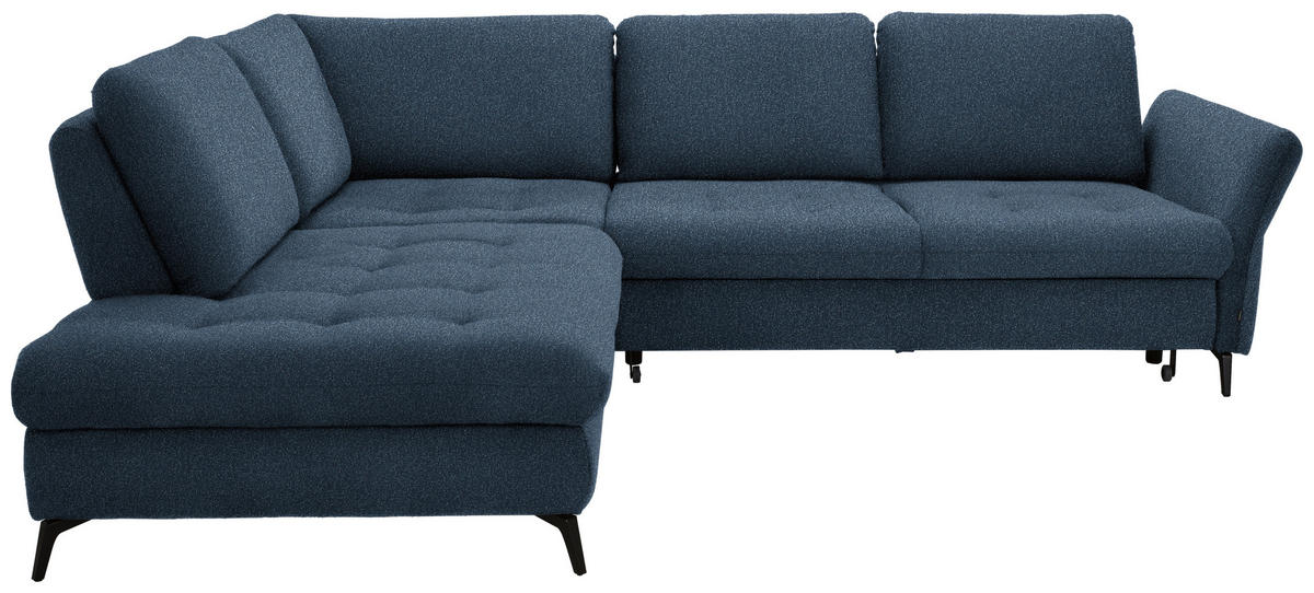 ECKSOFA in Bouclé Blau  - Blau/Schwarz, Natur, Textil/Metall (233/288cm) - Valnatura