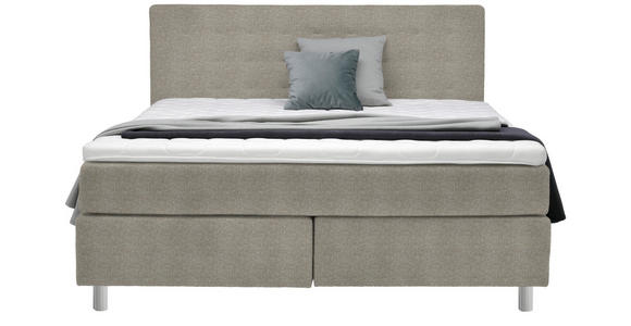 BOXSPRINGBETT 180/200 cm  in Hellbraun  - Chromfarben/Hellbraun, KONVENTIONELL, Kunststoff/Textil (180/200cm) - Voleo