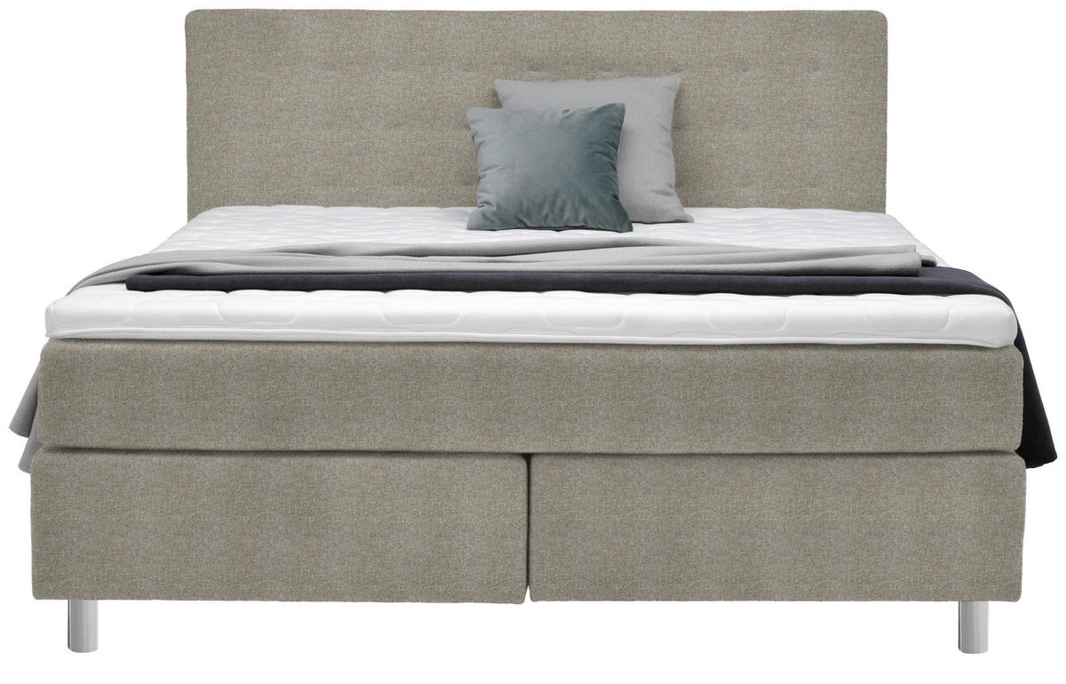 BOXSPRINGBETT 160/200 cm  in Hellbraun  - Chromfarben/Hellbraun, Konventionell, Kunststoff/Textil (160/200cm) - Voleo