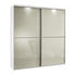 SCHWEBETÜRENSCHRANK 2-türig Sandfarben, Weiß - Sandfarben/Chromfarben, Design, Glas/Holzwerkstoff (188/222/68cm) - Moderano SCHWEBETÜRENSCHRANK 2-türig Sandfarben, Weiß - Sandfarben/Chromfarben, Design, Glas/Holzwerkstoff (188/222/68cm) - Moderano