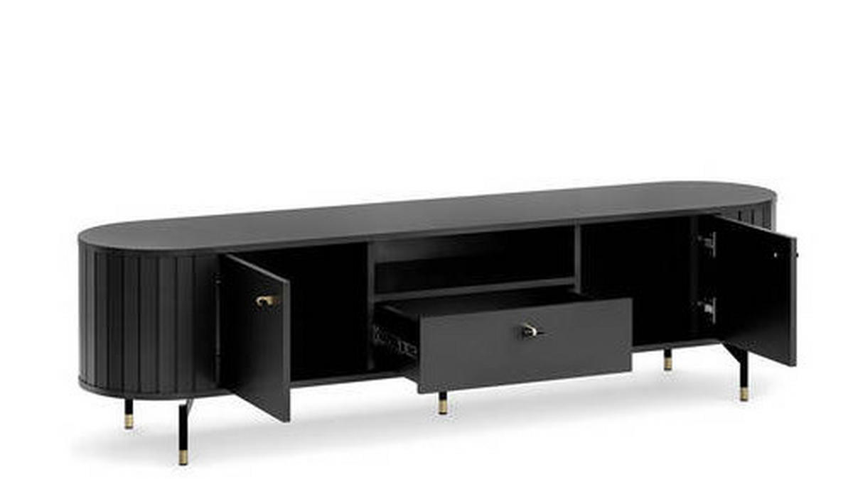 TV-ELEMENT - Goldfarben/Schwarz, MODERN, Holzwerkstoff/Metall (180,1/49/40cm) - home24