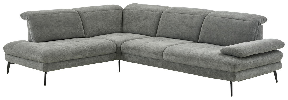 ECKSOFA Chenille Grau  - Schwarz/Grau, Design, Textil/Metall (236/311cm) - Beldomo System
