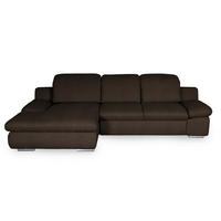 ECKSOFA in Chenille Braun  - Chromfarben/Braun, Design, Textil/Metall (165/286cm) - Livetastic