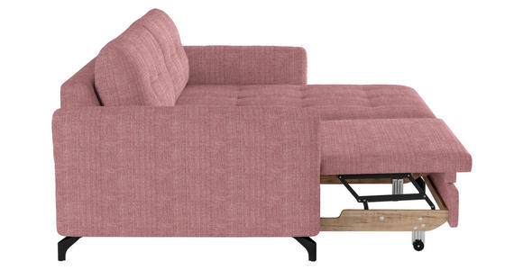 ECKSOFA in Flachgewebe, Leinenoptik Rosa  - Schwarz/Rosa, Design, Textil/Metall (242/170cm) - Xora