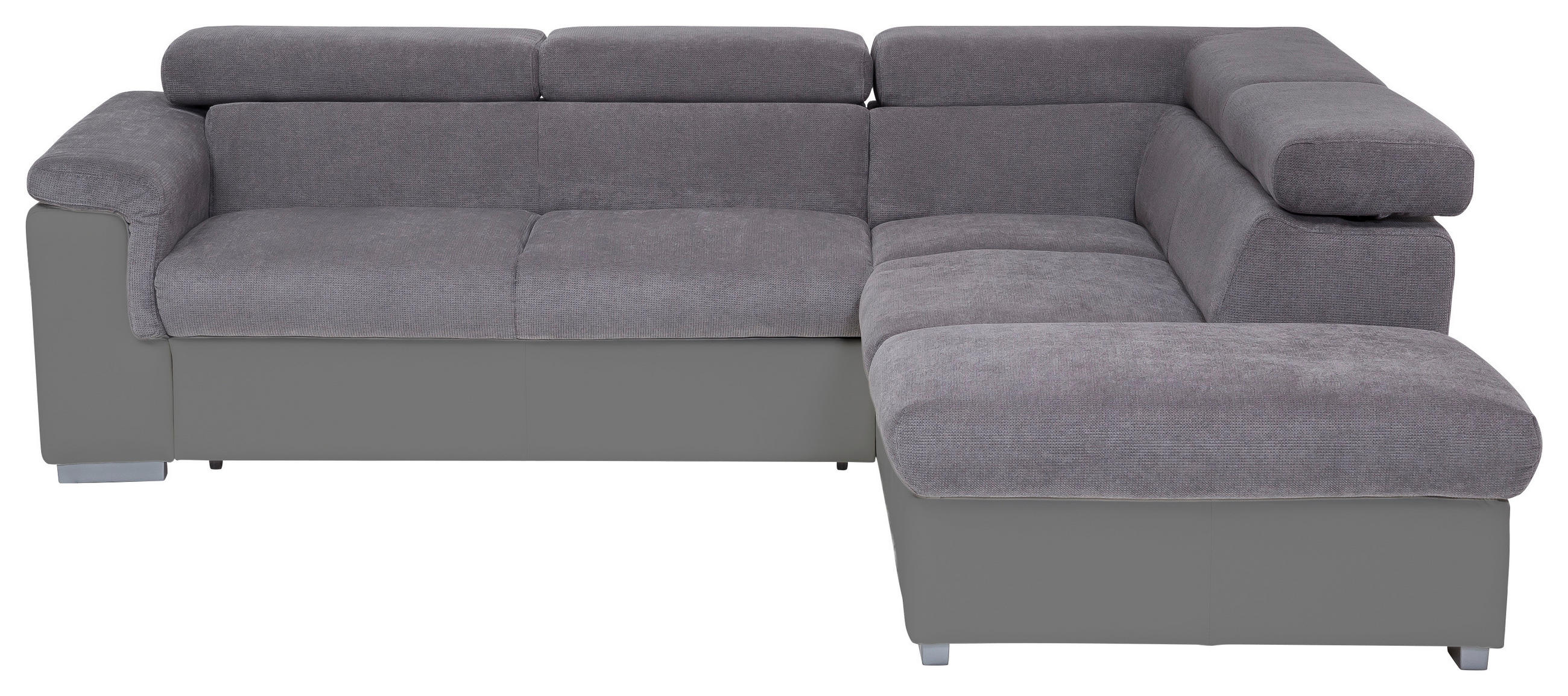 ECKSOFA Grau, Fango Chenille, Lederlook  - Fango/Grau, Basics, Holz/Textil (252/217cm) - MID.YOU