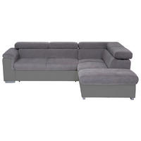ECKSOFA Grau, Fango Chenille, Lederlook  - Fango/Grau, Basics, Holz/Textil (252/217cm) - MID.YOU