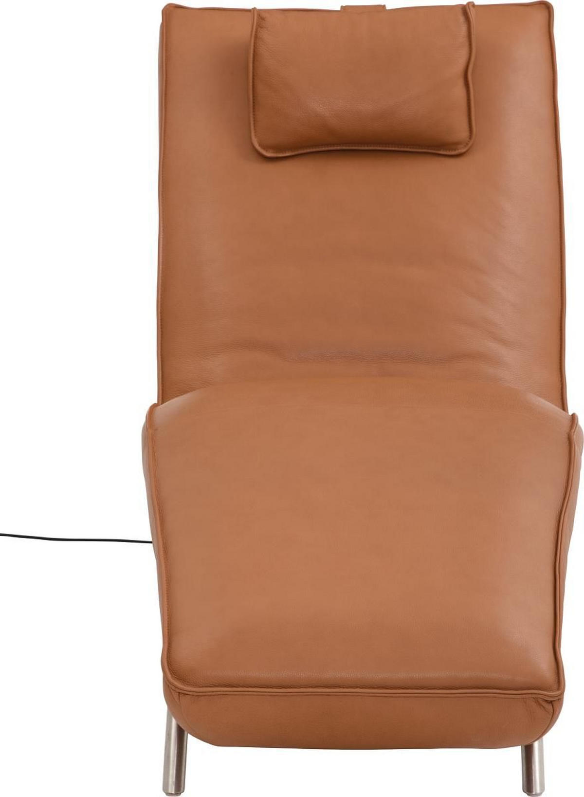 RELAXLIEGE motor. verstellbar Echtleder Braun  - Edelstahlfarben/Braun, Design, Leder/Metall (70/95/208cm) - Koinor