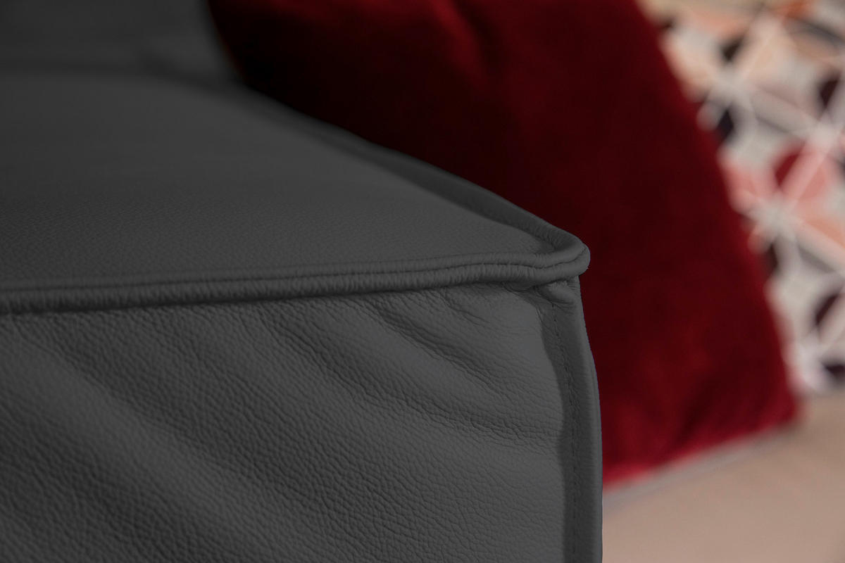 ECKSOFA Echtleder Graphitfarben  - Schwarz/Graphitfarben, Modern, Leder/Kunststoff (300/164cm) - W.Schillig