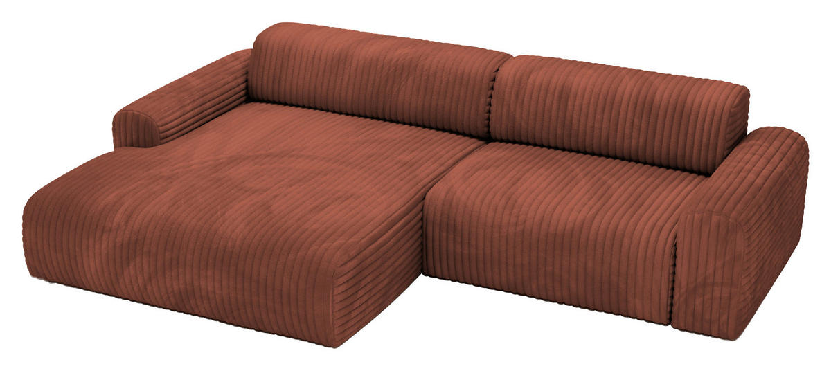 ECKSOFA Bronzefarben Cord  - Schwarz/Bronzefarben, Design, Kunststoff/Textil (178/292cm) - home24