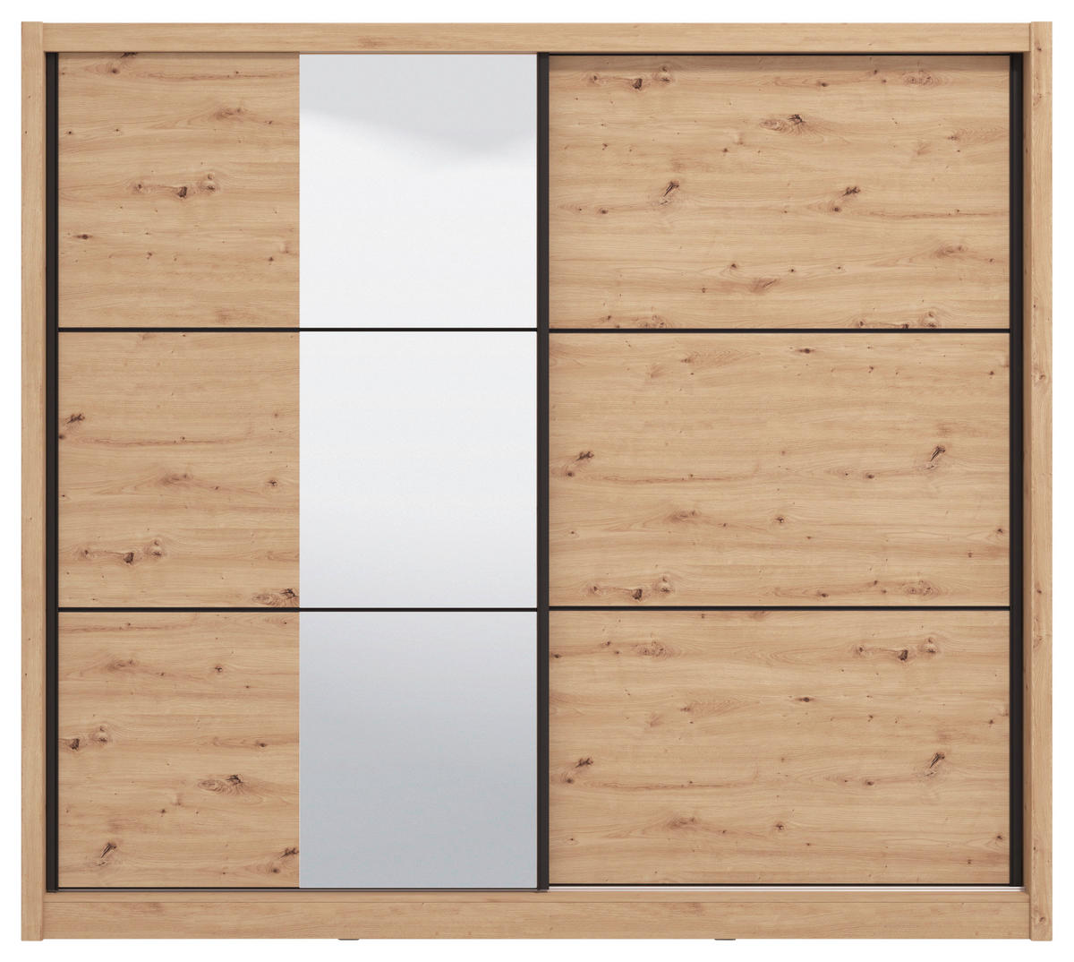 SCHIEBETÜRENSCHRANK 242/215,5/60 cm 2-türig Eiche Artisan  - Schwarz/Eiche Artisan, Basics, Glas/Holzwerkstoff (242/215,5/60cm) - Xora