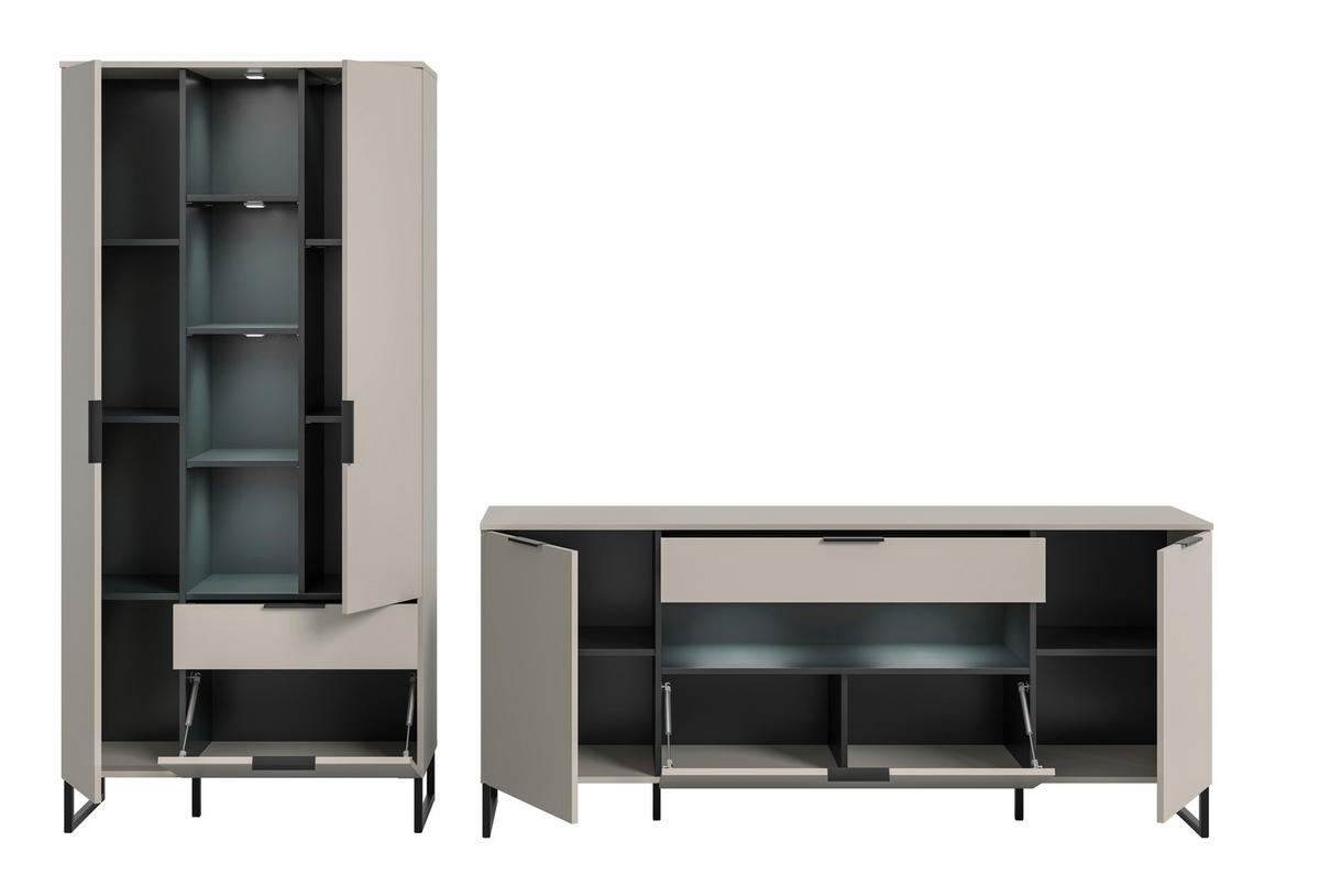 SZEKRÉNYSOR fekete, kasmírszínű  - kasmírszínű/fekete, Design, faalapú anyag/fém (290/192/41cm) - Livetastic