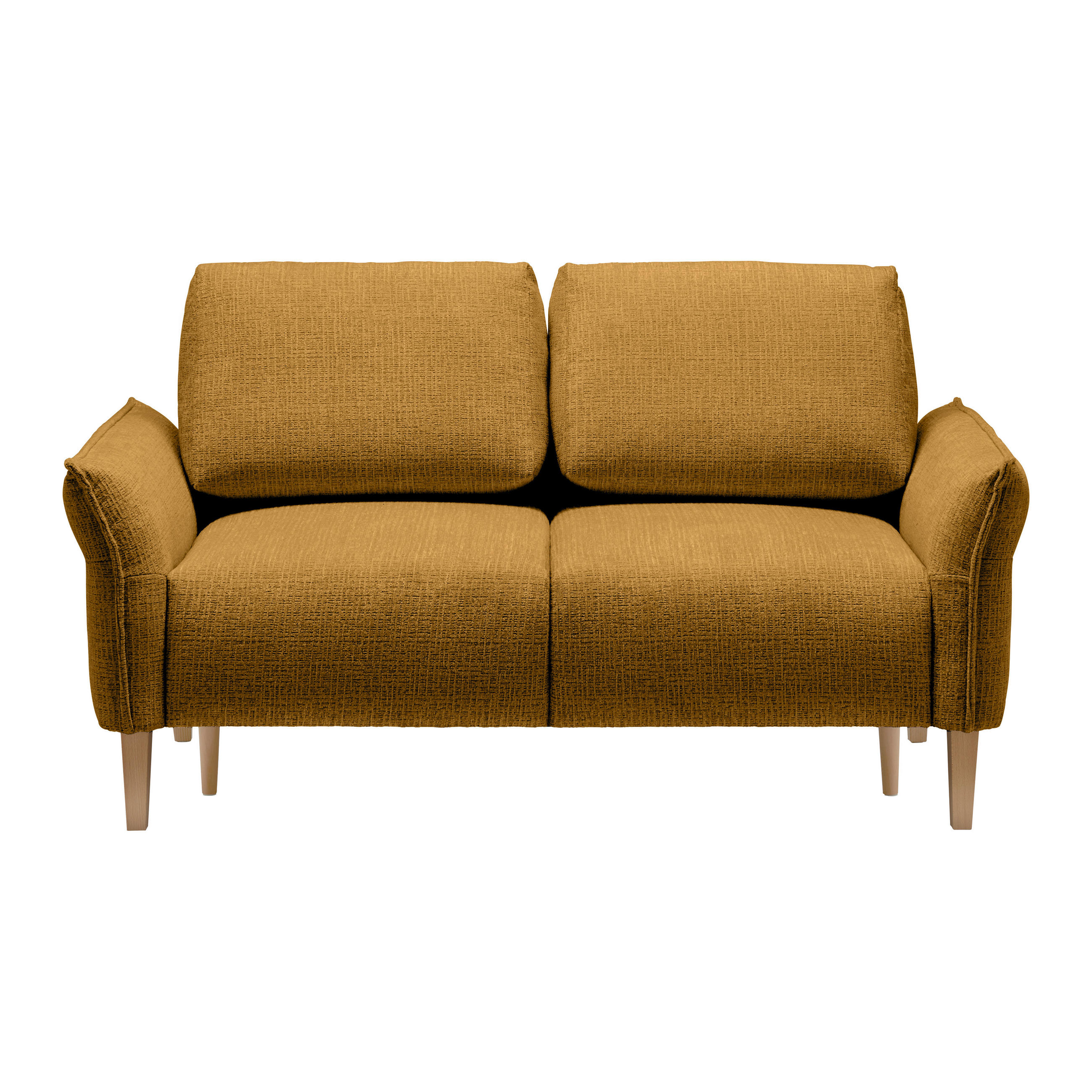 2-SITZER-SOFA in Webstoff Senfgelb  - Eichefarben/Senfgelb, Modern, Holz/Textil (150/85/92cm) - MID.YOU