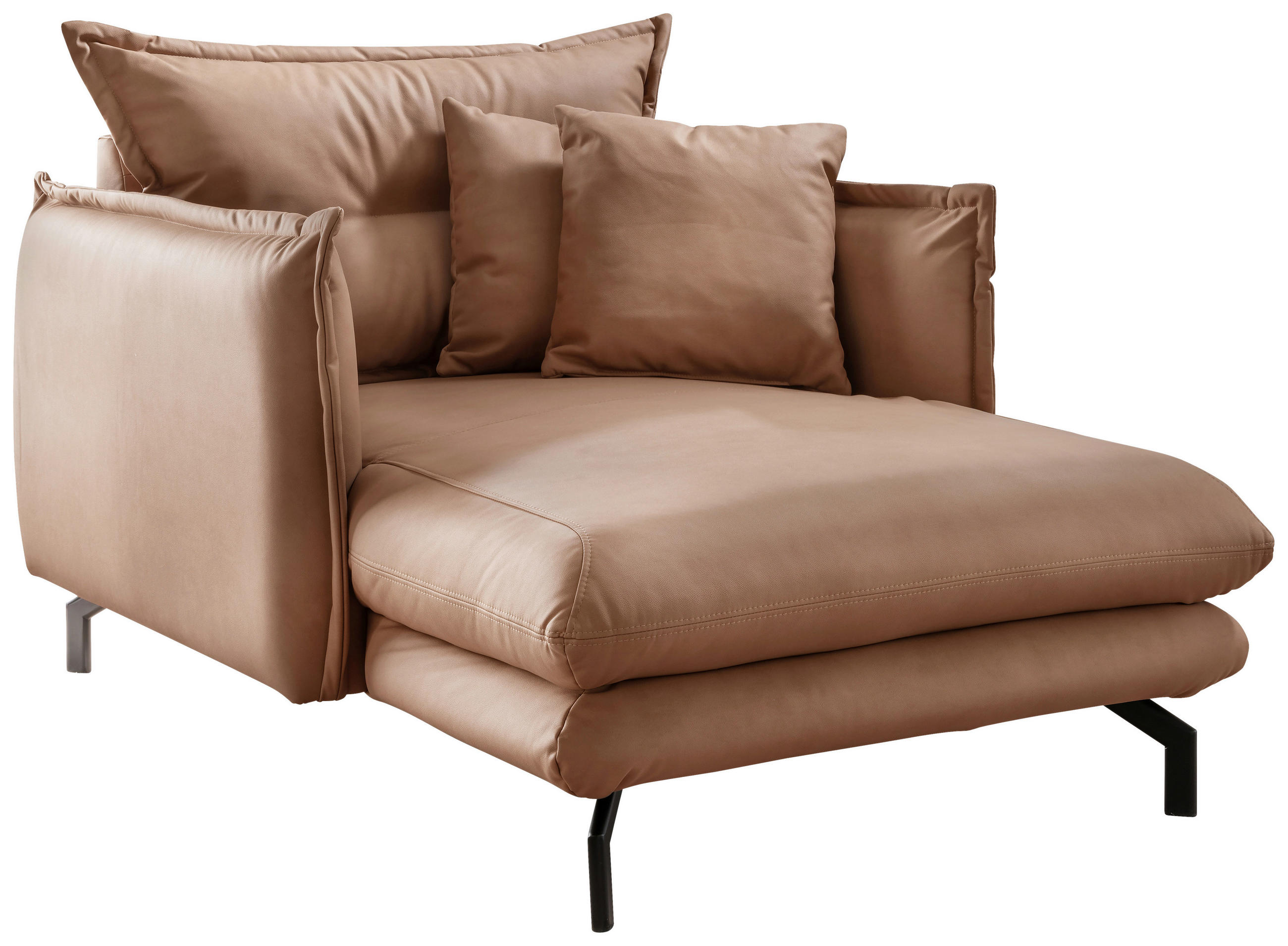 XXL-SESSEL Lederlook Taupe    - Taupe/Schwarz, MODERN, Textil/Metall (111/101/167cm) - Livetastic