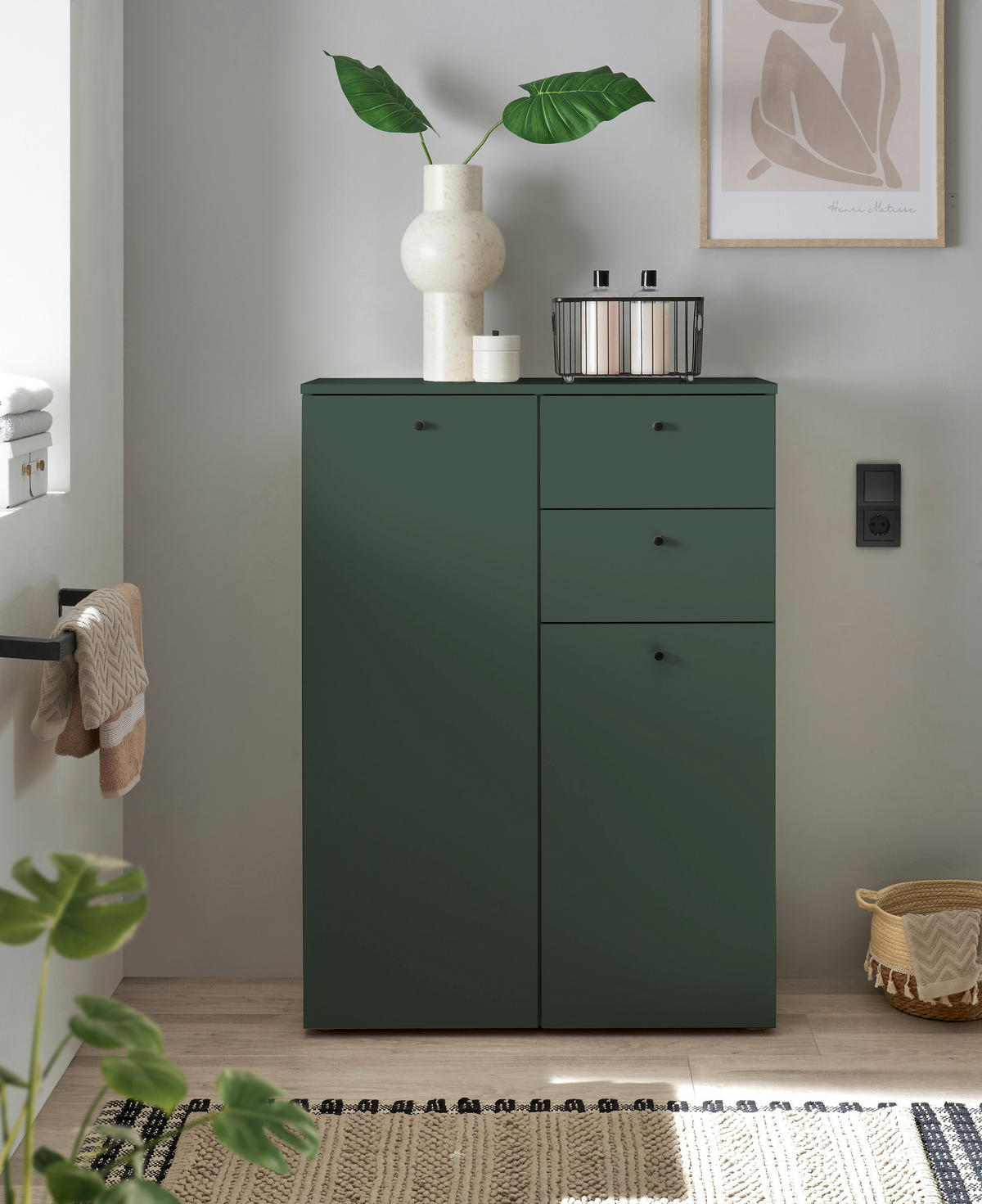 MIDISCHRANK 80/110/30 cm  - Schwarz/Grün, Modern, Holzwerkstoff/Kunststoff (80/110/30cm) - MID.YOU