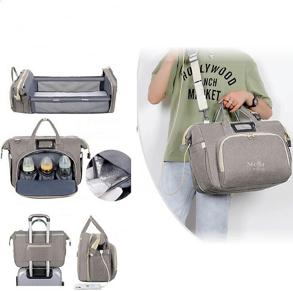 WICKELTASCHE Stella Bag  - Grau, Basics, Textil (40/30/20cm)