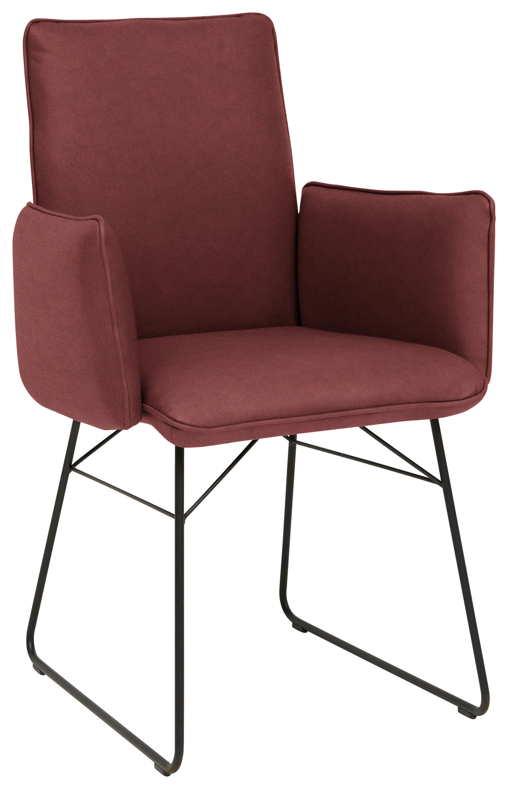 ARMLEHNSTUHL  in Stahl Mikrofaser  - Bordeaux/Schwarz, Design, Textil/Metall (61/91/60cm) - Dieter Knoll