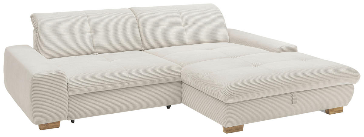 ECKSOFA Creme Cord  - Eichefarben/Creme, Design, Holz/Textil (276/198cm) - SetOne by Musterring