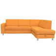 ECKSOFA Gelb Chenille  - Chromfarben/Gelb, Design, Kunststoff/Textil (248/198cm) - Xora