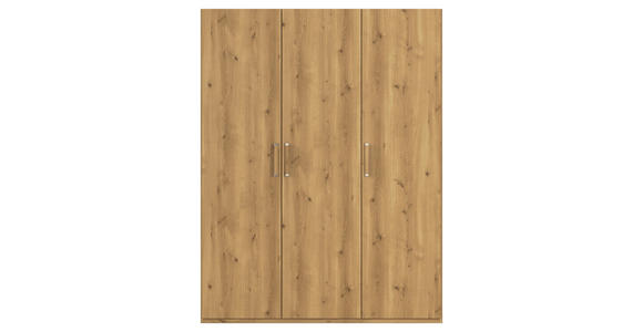 DREHTÜRENSCHRANK 151/197/60 cm 3-türig Eichefarben  - Eichefarben/Silberfarben, Design, Holzwerkstoff/Kunststoff (151/197/60cm) - Novel