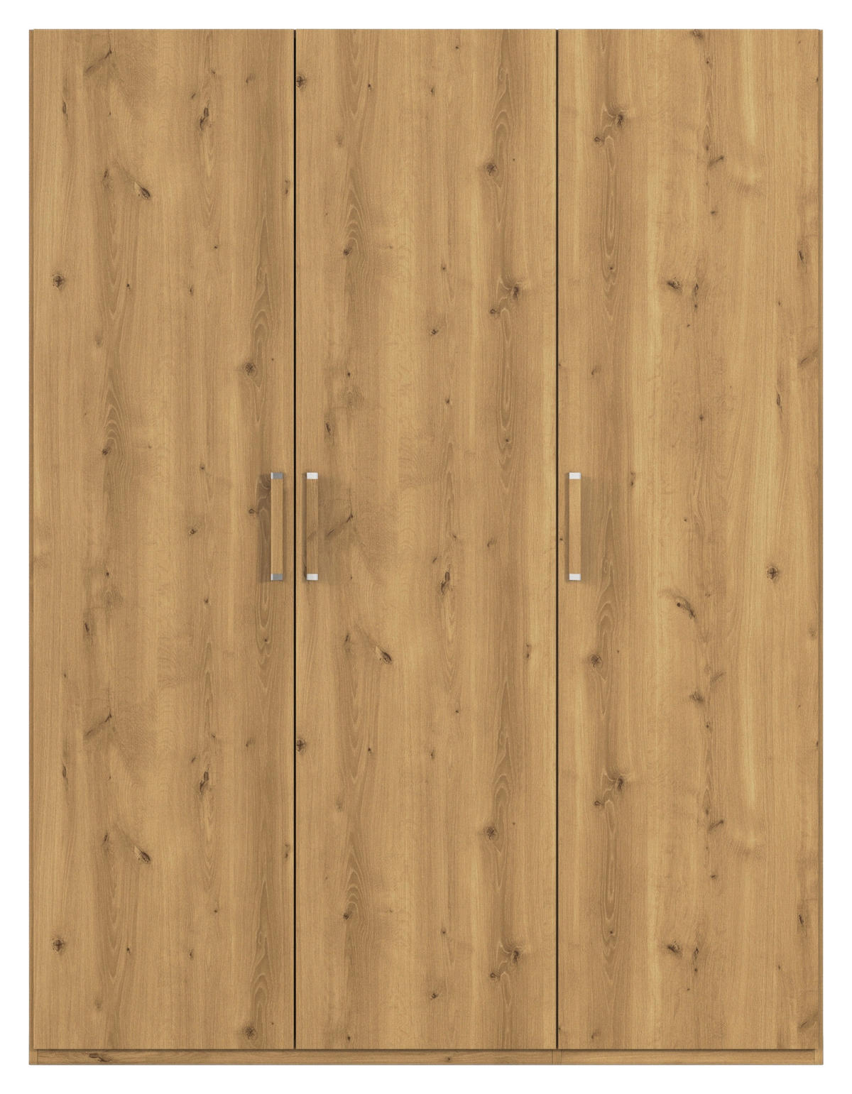 DREHTÜRENSCHRANK 151/197/60 cm 3-türig Eichefarben  - Eichefarben/Silberfarben, Design, Holzwerkstoff/Kunststoff (151/197/60cm) - Novel