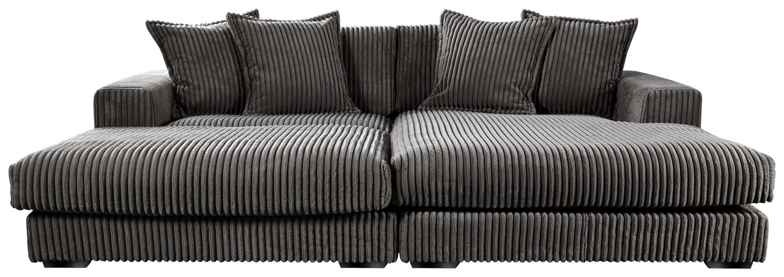 ECKSOFA FUNNY Grau Cord  - Schwarz/Grau, Basics, Kunststoff/Textil (285/195cm) - Livetastic