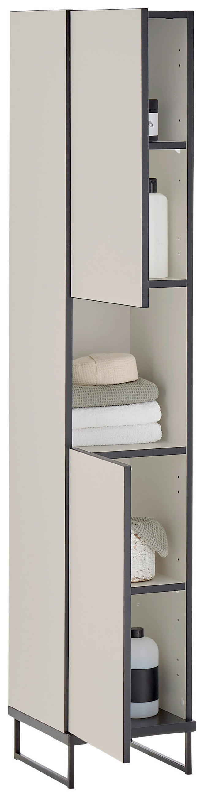 HOCHSCHRANK 30/162/31 cm  - Kaschmir/Schwarz, Basics, Holzwerkstoff/Metall (30/162/31cm) - MID.YOU