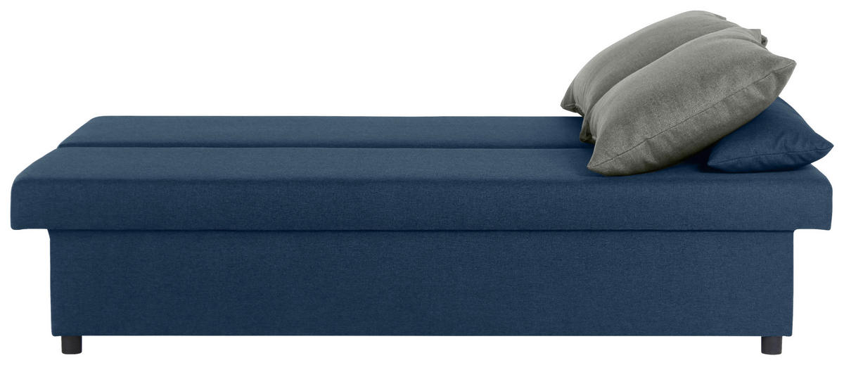 SCHLAFSOFA NEO Webstoff Blau, Grau  inkl. Rückenkissen, Armlehnenkissen, Bettkasten  - Blau/Schwarz, Basics, Kunststoff/Textil (192/82/82cm) - P & B