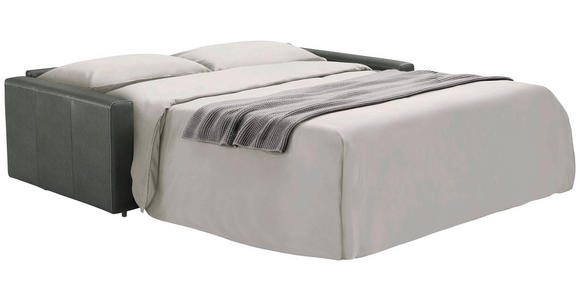 SCHLAFSOFA Bard in Echtleder Dunkelgrau  - Dunkelgrau/Schwarz, KONVENTIONELL, Leder/Kunststoff (206/81/96cm) - Novel