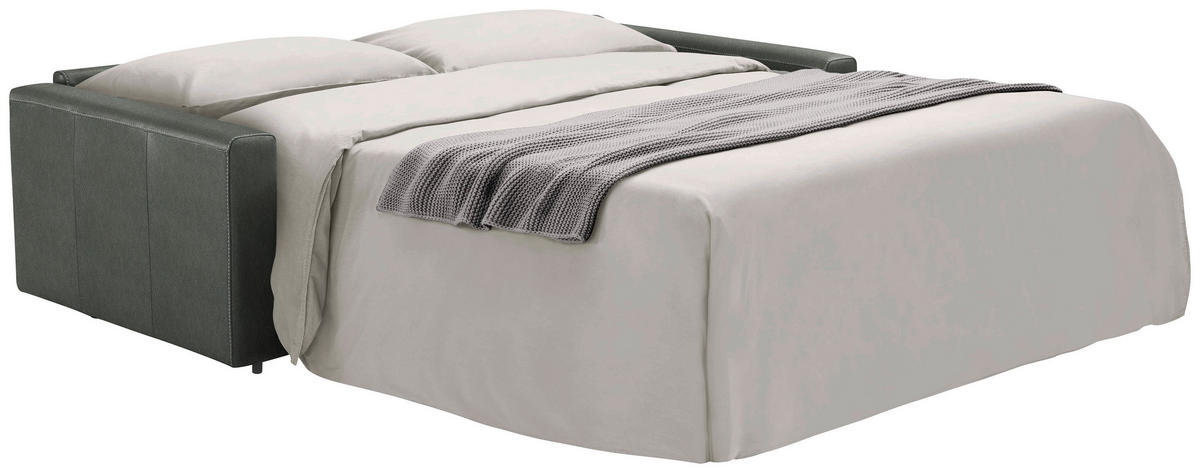 SCHLAFSOFA Dunkelgrau  - Dunkelgrau/Schwarz, Konventionell, Leder/Kunststoff (206/81/96cm) - Novel