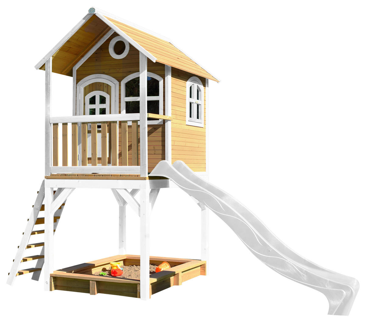 SPIELHAUS SARAH 370/291/191 cm  - Braun/Weiß, KONVENTIONELL, Holz/Kunststoff (370/291/191cm) - Ambia Garden