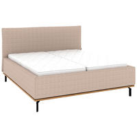 POLSTERBETT 180/200 cm,  in Taupe, Matratze, Lattenrost, Bettkasten, H2 + H3 = mittel + fest  - Taupe/Graphitfarben, Design, Holz/Textil (180/200cm) - Musterring