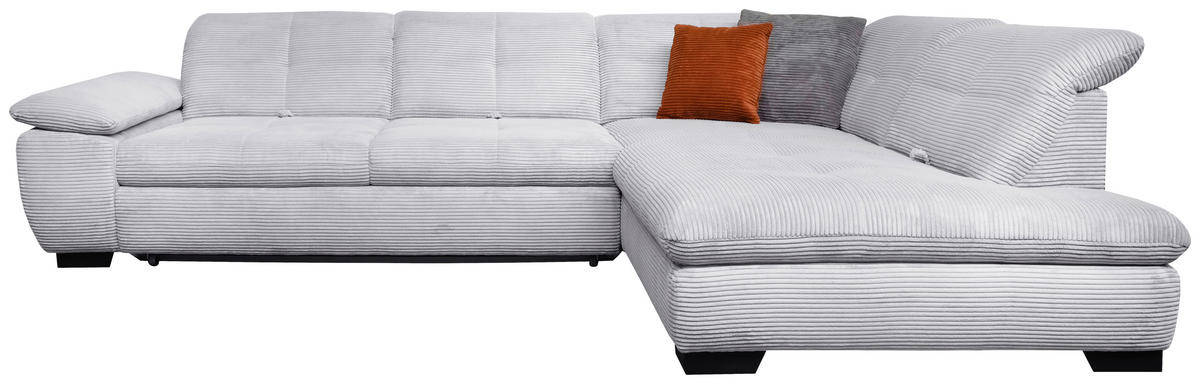 ECKSOFA in Cord Hellgrau  242/313 cm  - Hellgrau/Schwarz, Design, Textil/Metall (242/313cm) - Xora