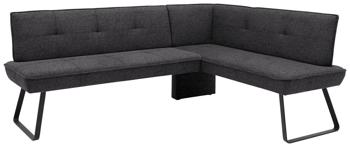 ECKBANK 204/157 cm Flachgewebe Anthrazit, Schwarz Metall   - Anthrazit/Schwarz, Design, Textil/Metall (204/157cm) - Dieter Knoll