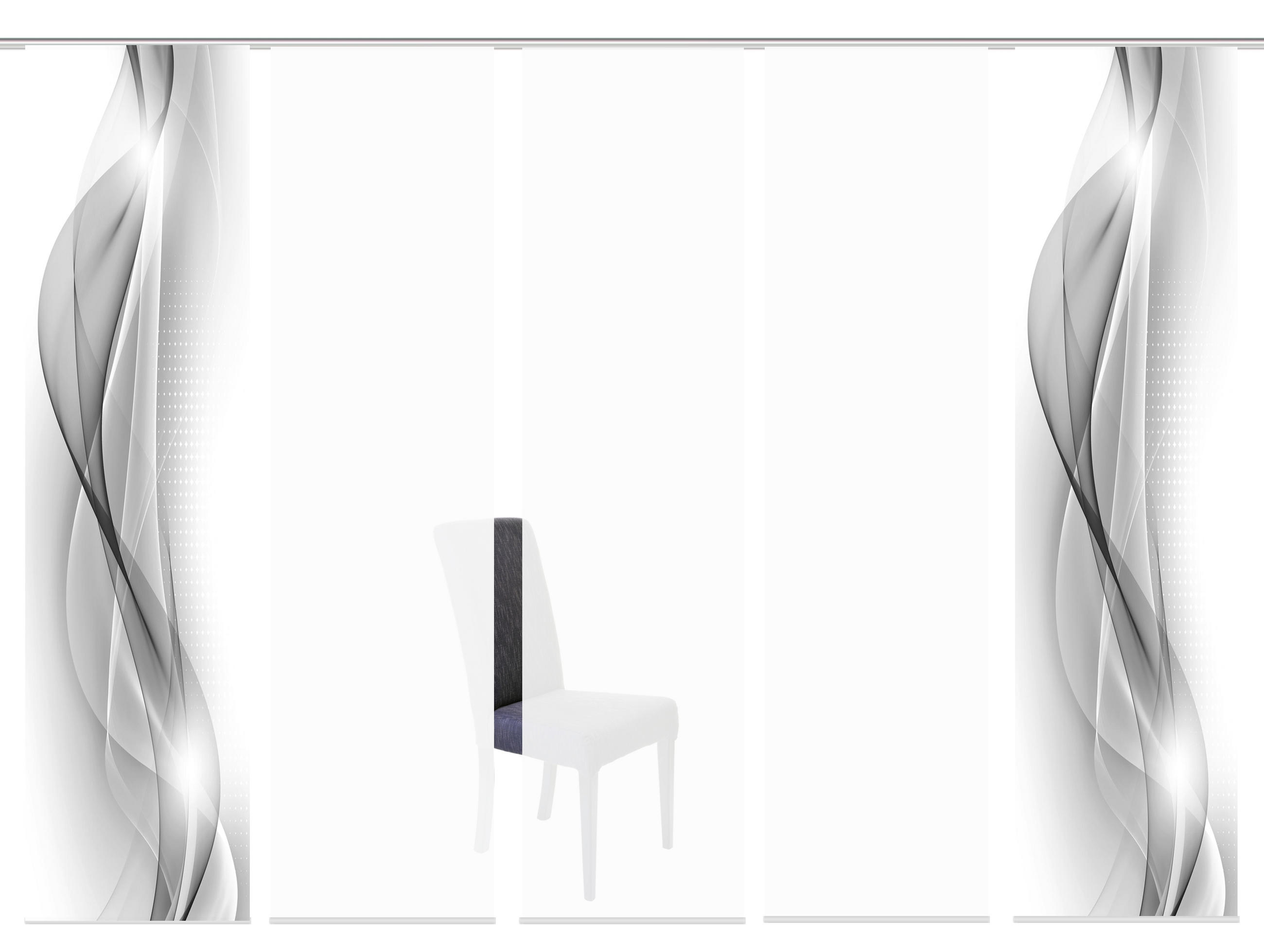 Thumbnail - Xxxl Flächenvorhang, Grau, Textil, Abstraktes, 60x245 cm, mit Paneelwagen, Wohntextilien, Gardinen & Vorhänge, Schiebega...