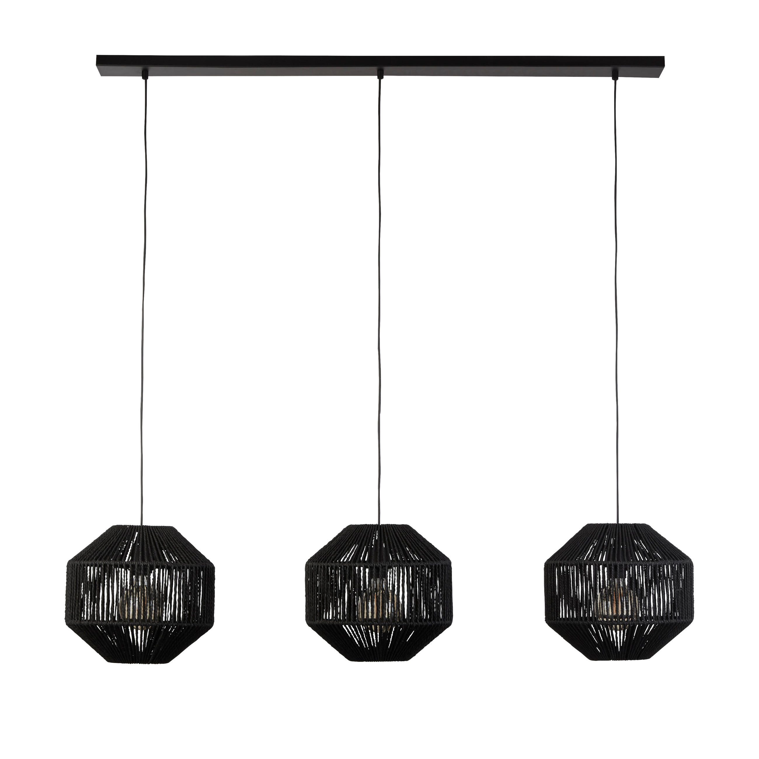Searchlight Hängeleuchte Wicker Schwarz 130x130x30 cm