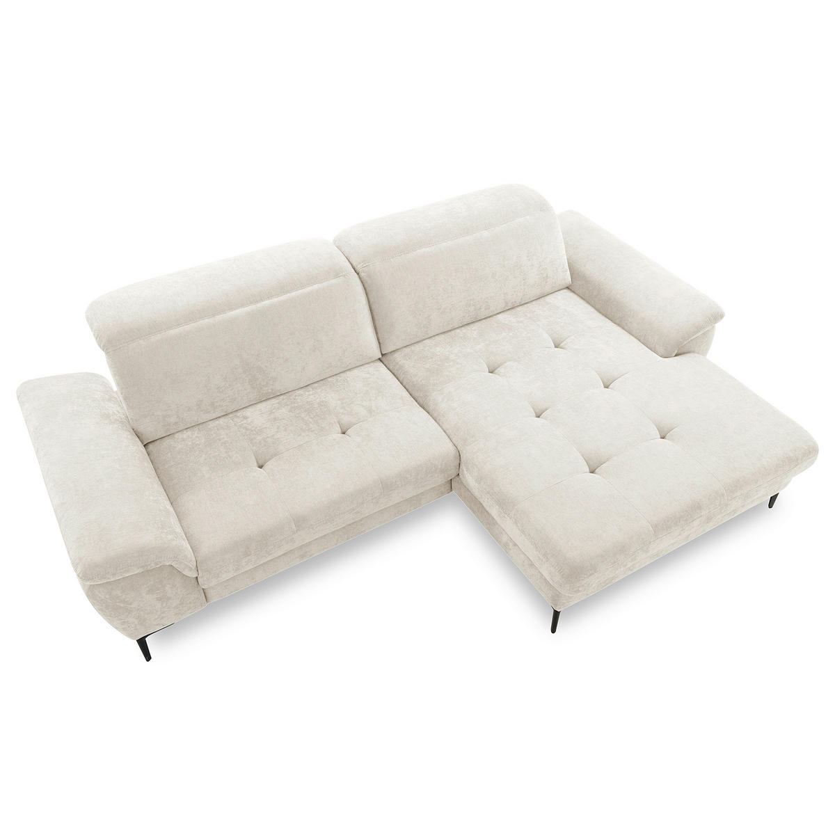 ECKSOFA  Webstoff Creme  - Creme/Schwarz, Design, Textil/Metall (268/195cm) - Livetastic