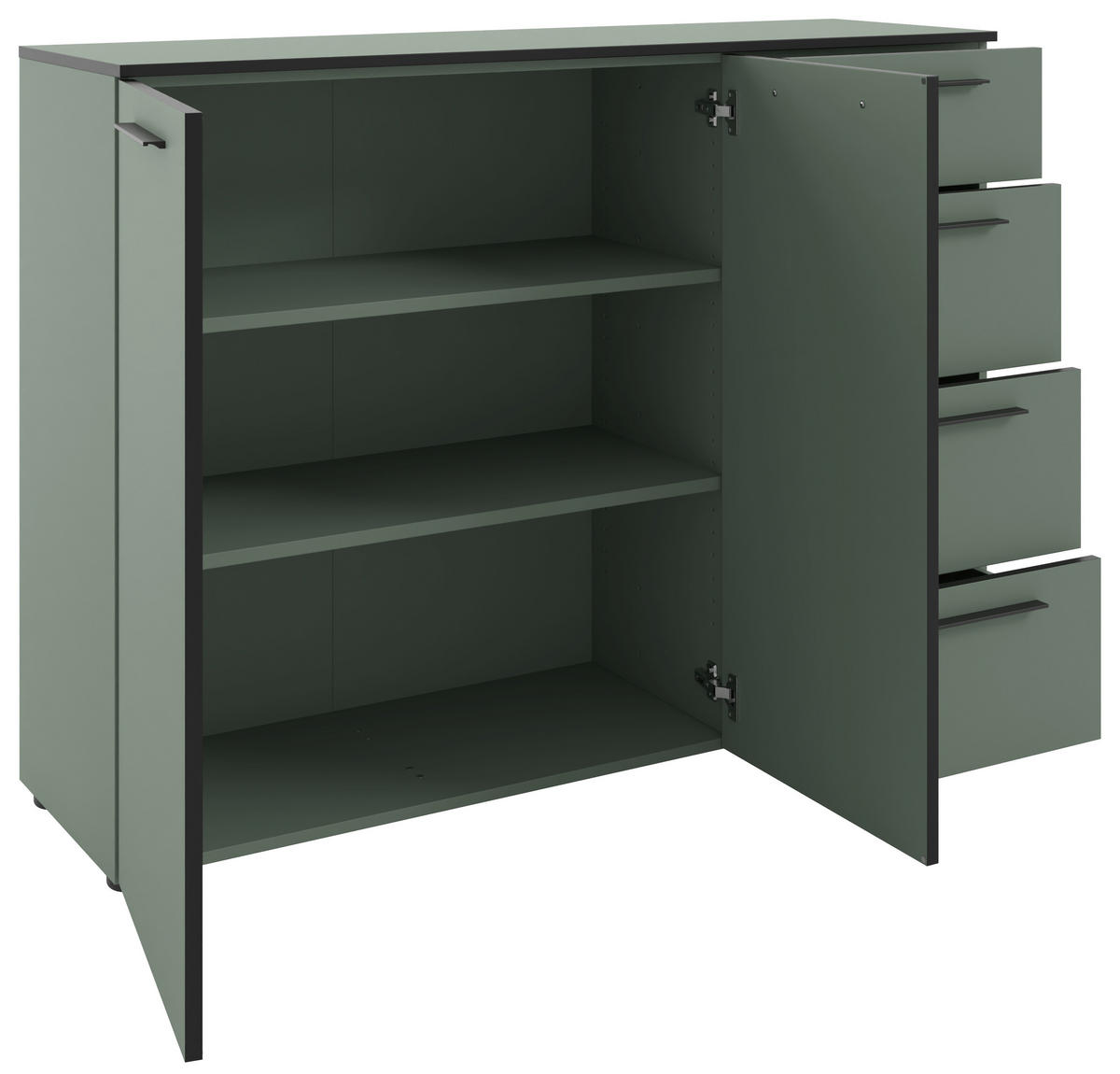 SIDEBOARD Soul  in 135/99,8/40 cm  - Schilfgrün/Schwarz, MODERN, Holzwerkstoff/Kunststoff (135/99,8/40cm)