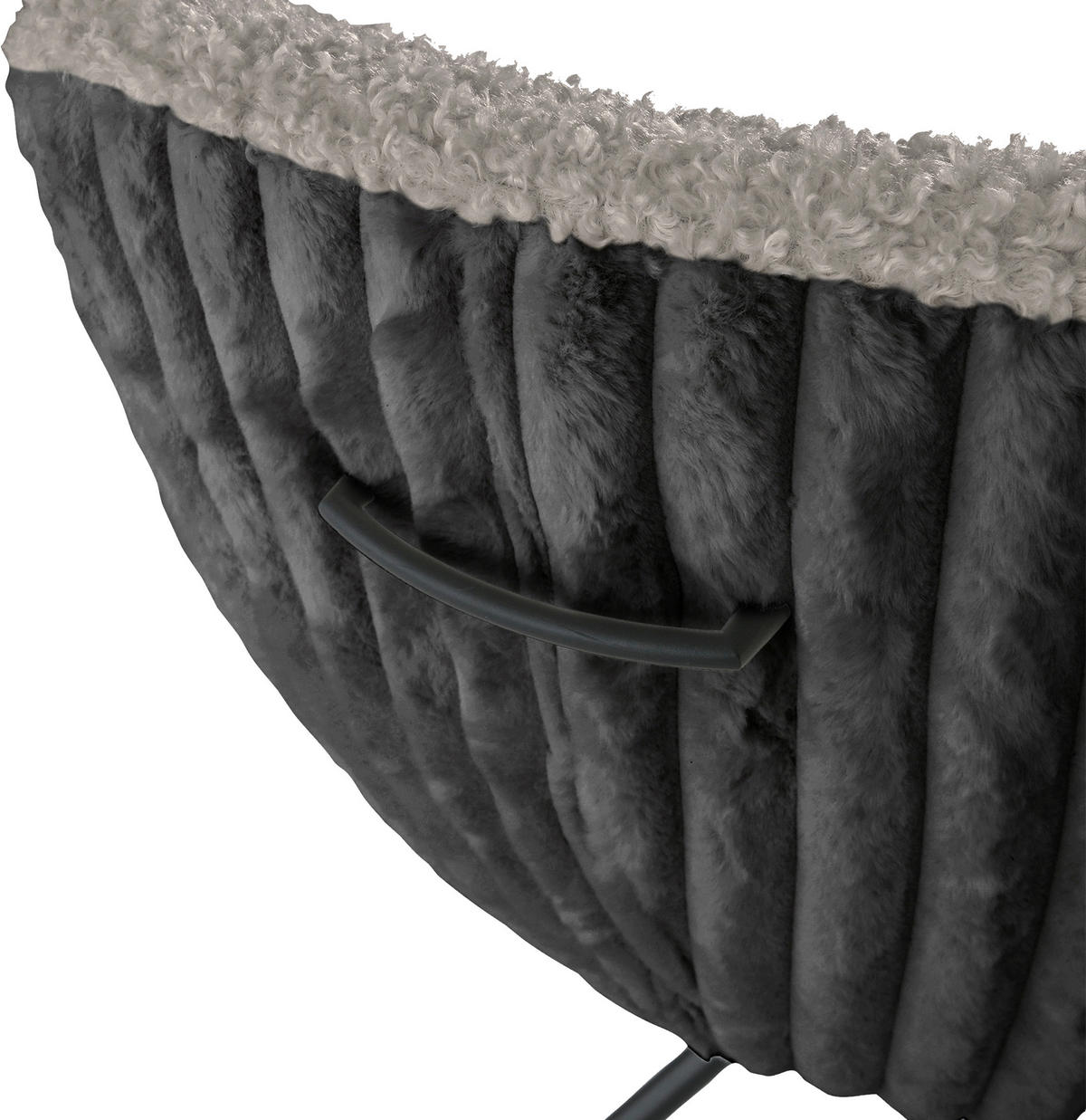 ARMLEHNSTUHL  in Eisen Teddystoff, Plüsch  - Hellgrau/Schwarz, LIFESTYLE, Textil/Metall (65/68/90cm) - home24