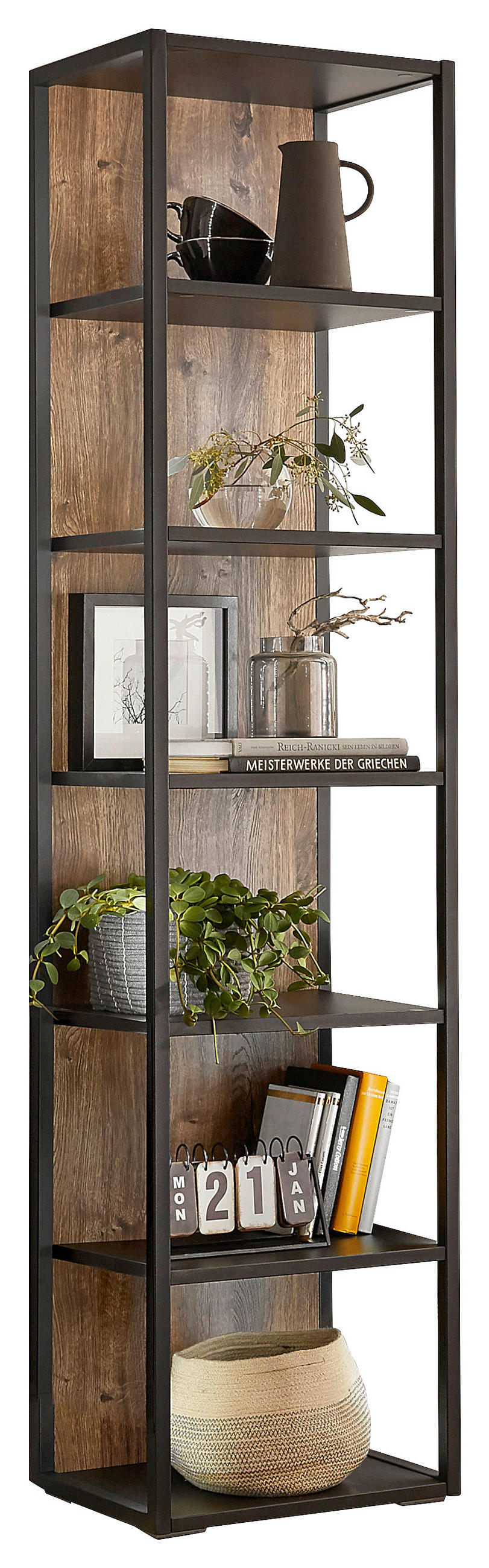 STANDREGAL Eichefarben, Dunkelgrau  - Eichefarben/Dunkelgrau, KONVENTIONELL, Holzwerkstoff/Metall (49/204/37cm) - Cantus