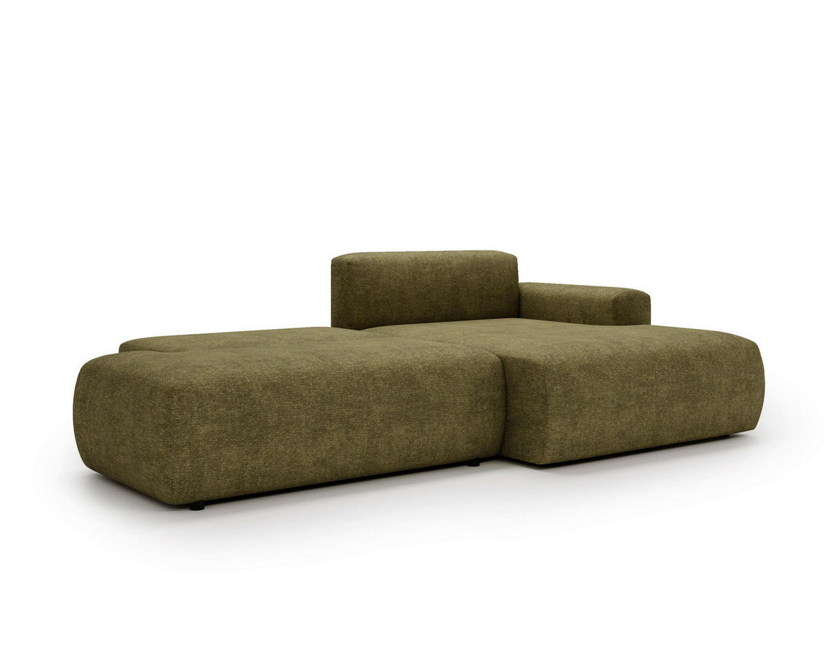 ECKSOFA REVE in Chenille Grün  284/160 cm  - Schwarz/Grün, Design, Kunststoff/Textil (284/160cm) - Livetastic