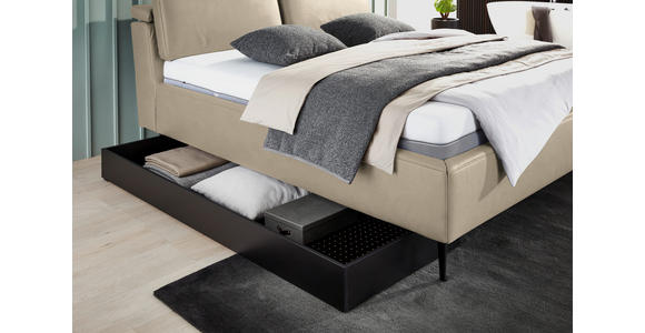 POLSTERBETT Matratze, Lattenrost Beige 160/200 cm  - Hellbraun/Anthrazit, Design, Holz/Textil (160/200cm) - Johann Jakob