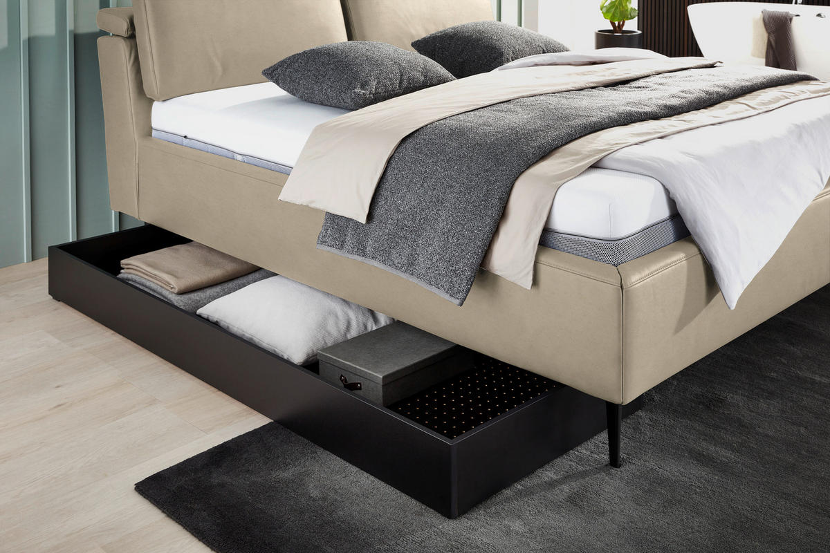 POLSTERBETT 180/200 cm  in Beige  - Hellbraun/Anthrazit, Design, Holz/Textil (180/200cm) - Johann Jakob