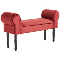 HOCKER Samt Kiefer Schwarz, Weinrot  - Weinrot/Schwarz, Trend, Holz/Textil (100/54/30cm) - Xora