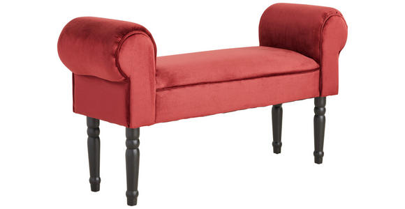 HOCKER Samt Kiefer Schwarz, Weinrot  - Weinrot/Schwarz, Trend, Holz/Textil (100/54/30cm) - Xora