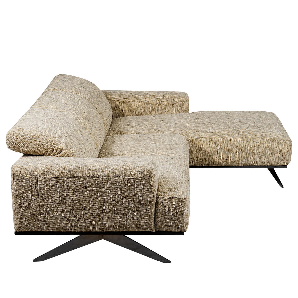 ECKSOFA Struktur Hellbraun  - Hellbraun/Schwarz, Design, Holz/Textil (295/187cm) - Livetastic