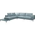 ECKSOFA  in Leinwand Hellblau  271/318 cm  - Schwarz/Hellblau, Design, Textil/Metall (271/318cm) - Belluti