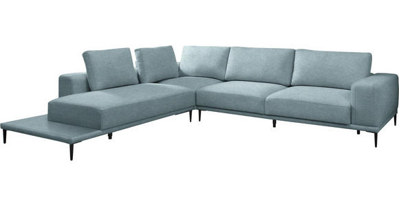 ECKSOFA  in Leinwand Hellblau  271/318 cm  - Schwarz/Hellblau, Design, Textil/Metall (271/318cm) - Belluti
