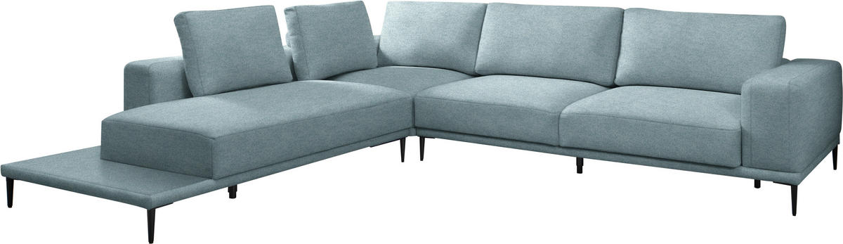 ECKSOFA  in Leinwand Hellblau  271/318 cm  - Schwarz/Hellblau, Design, Textil/Metall (271/318cm) - Belluti