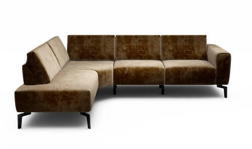 ECKSOFA in Samt Braun  193/256 cm  - Schwarz/Braun, Design, Textil/Metall (193/256cm) - SENSOO