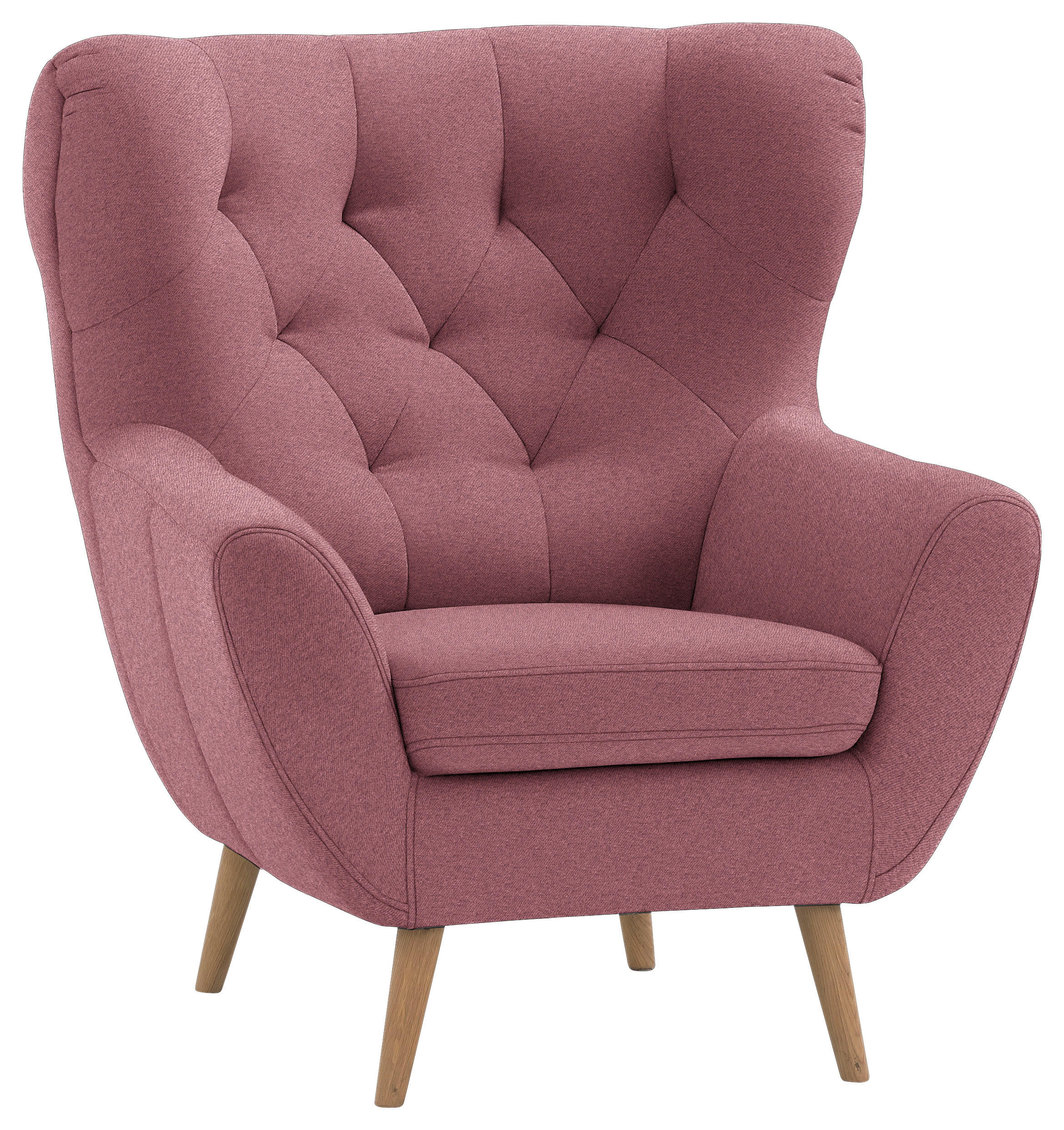 SESSEL in Mikrofaser Weinrot  - Eichefarben/Weinrot, Design, Holz/Textil (87/101/95cm) - Stylife